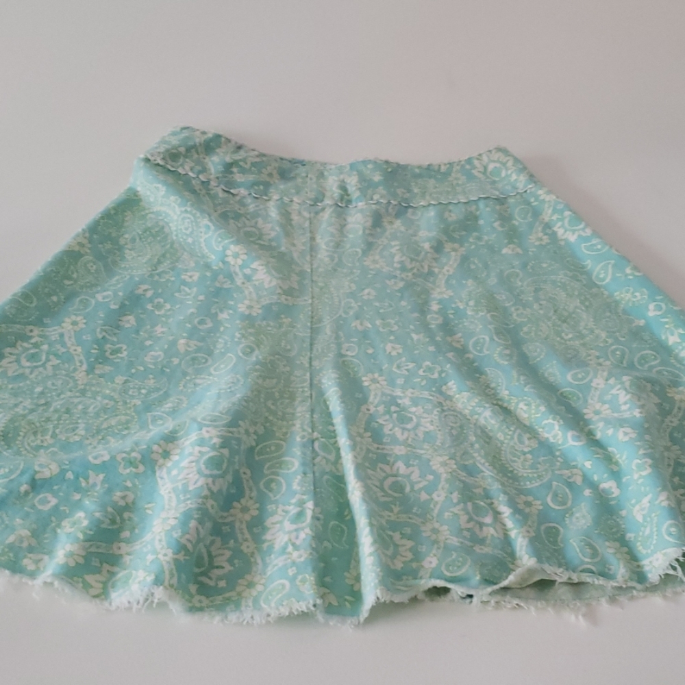 Turquoise skirt with damask print